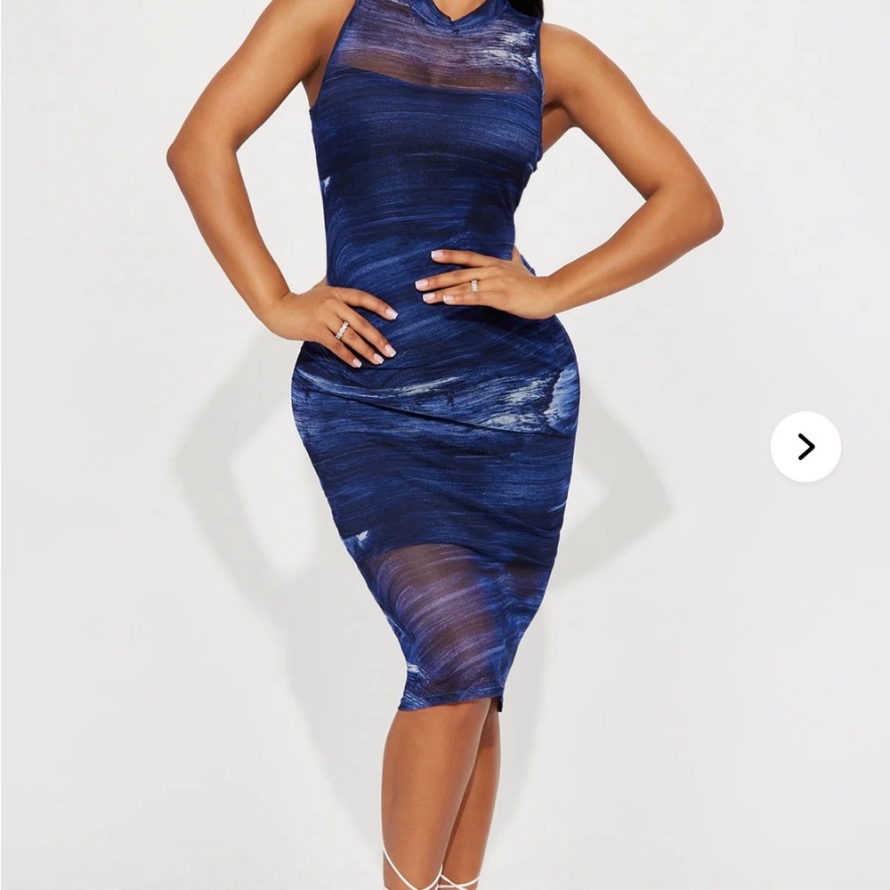 Elegant Blue Sleeveless Dress